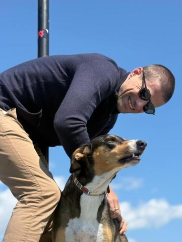 My dog Keena and I enjoying the sun